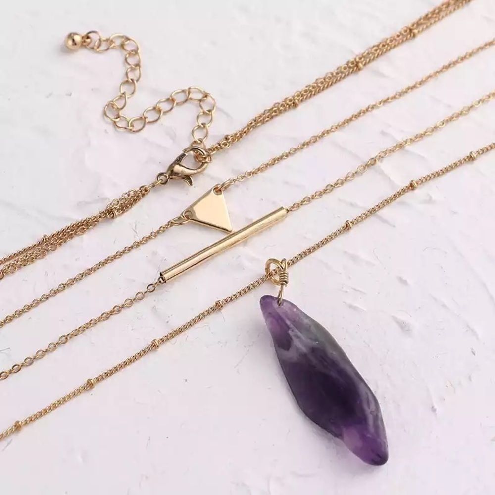 Three layers gold plated necklace - Picture 3 of 7